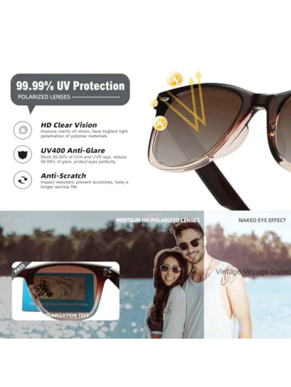 Polarized Sunglasses UV Protection Classic Retro Square Frame Lightweight TR90